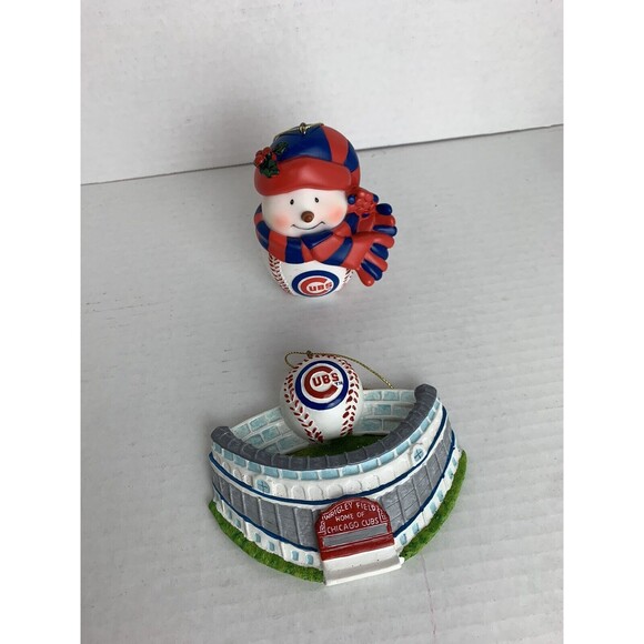 Lot Wrigley Field Chicago Cubs Scottish Christmas Snowman Ornaments MLB Baseball - Picture 1 of 8